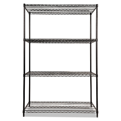 Alera NSF Certified Industrial Four-Shelf Wire Shelving Kit, 48w x 24d x 72h, Black (ALESW504824BL)