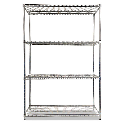 Alera NSF Certified Industrial Four-Shelf Wire Shelving Kit, 48w x 24d x 72h, Silver (ALESW504824SR)