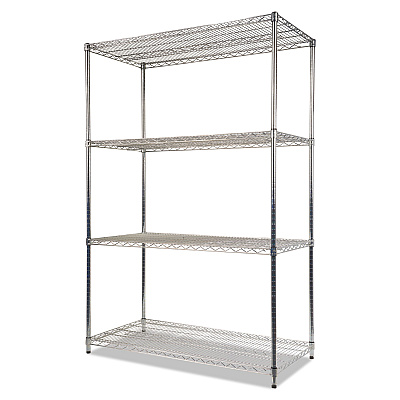 Alera NSF Certified Industrial Four-Shelf Wire Shelving Kit, 48w x 24d x 72h, Silver (ALESW504824SR)