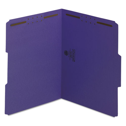 Smead Top Tab Colored Fastener Folders, 0.75" Expansion, 2 Fasteners, Letter Size, Purple Exterior, 50/Box (13040)