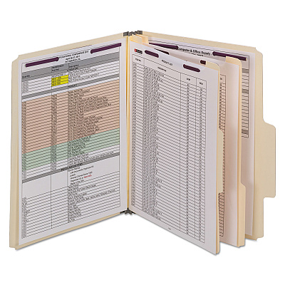 Smead SuperTab Classification Folders, Six SafeSHIELD Fasteners, 2" Expansion, 2 Dividers, Letter Size, Dark Gray, 10/Box (SMD14011)