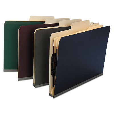 Smead SuperTab Classification Folders, Six SafeSHIELD Fasteners, 2" Expansion, 2 Dividers, Letter Size, Dark Gray, 10/Box (SMD14011)