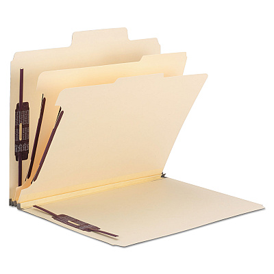 Smead SuperTab Classification Folders, Six SafeSHIELD Fasteners, 2" Expansion, 2 Dividers, Letter Size, Dark Gray, 10/Box (SMD14011)