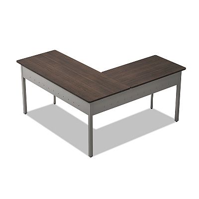 Linea Italia Trento Line L-Shaped Desk, 59.13" x 59.13" x 29.5", Mocha/Gray (LITTR737MOC)