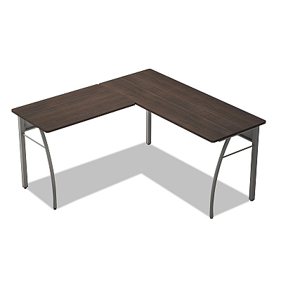 Linea Italia Trento Line L-Shaped Desk, 59.13" x 59.13" x 29.5", Mocha/Gray (LITTR737MOC)