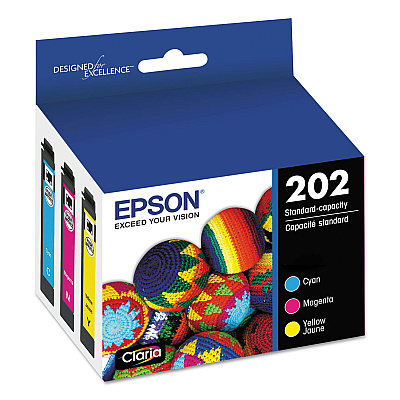 Epson T202520-S (202) Claria Ink, 165 Page-Yield, Cyan/Magenta/Yellow