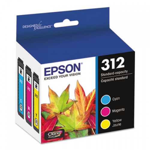 Epson T312923-S (312XL) Claria High-Yield Ink, 360 Page-Yield, Cyan/Magenta/Yellow