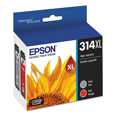 Epson T314XL922-S (314XL) Claria High-Yield Ink, 830 Page-Yield, Gray/Red