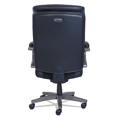 La-Z-Boy Woodbury High-Back Executive Chair, Supports Up to 300 lb, 20.25" to 23.25" Seat Height, Black Seat/Back, Weathered Gray Base (LZB48962A)