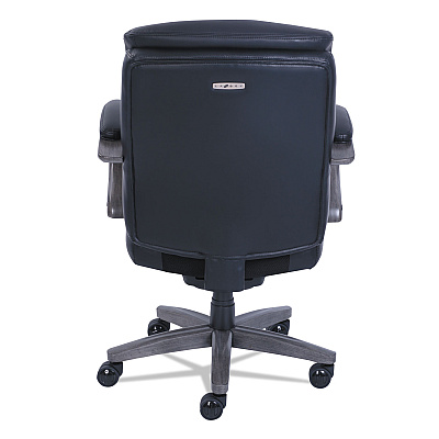 La-Z-Boy Woodbury Mid-Back Executive Chair, Supports Up to 300 lb, 18.75" to 21.75" Seat Height, Black Seat/Back, Weathered Gray Base (LZB48963A)