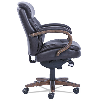 La-Z-Boy Woodbury Mid-Back Executive Chair, Supports Up to 300 lb, 18.75" to 21.75" Seat Height, Brown Seat/Back, Weathered Sand Base (LZB48963B)