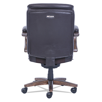 La-Z-Boy Woodbury Mid-Back Executive Chair, Supports Up to 300 lb, 18.75" to 21.75" Seat Height, Brown Seat/Back, Weathered Sand Base (LZB48963B)
