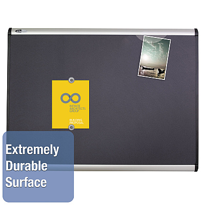 Quartet Prestige Plus Magnetic Fabric Bulletin Boards, 72 x 48, Gray Surface, Silver Aluminum Frame (QRTMB547A)