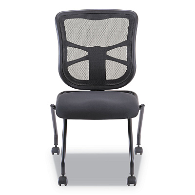 Alera Elusion Mesh Nesting Chairs, Supports Up to 275 lb, 18.1" Seat Height, Black Seat, Black Back, Black Base, 2/Carton (ALEEL4915)