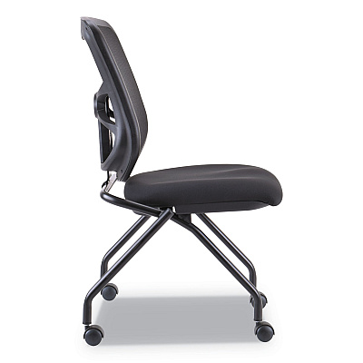 Alera Elusion Mesh Nesting Chairs, Supports Up to 275 lb, 18.1" Seat Height, Black Seat, Black Back, Black Base, 2/Carton (ALEEL4915)