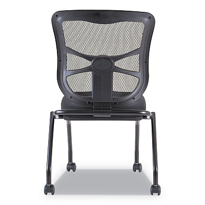Alera Elusion Mesh Nesting Chairs, Supports Up to 275 lb, 18.1" Seat Height, Black Seat, Black Back, Black Base, 2/Carton (ALEEL4915)