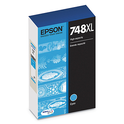 Epson T748XL220 (748XL) DURABrite Pro High-Yield Ink, 4000 Page-Yield, Cyan