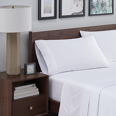Aston & Arden Bamboo Sheet Set Cali-king Whisper White, 4 Piece Set (P-SS-BBCALKG-WH)