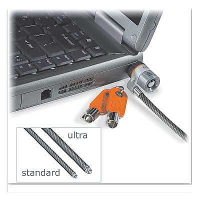 Kensington MicroSaver Keyed Ultra Laptop Lock, 6 ft Carbon Strengthened Steel Cable, 2 Keys (KMW67723)