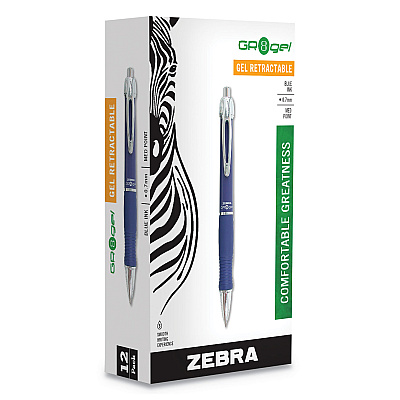 Zebra Sarasa Dry X10 Gel Pen, Retractable, Medium 0.7 mm, Blue Ink, Blue/Silver Barrel, 12/Pack (ZEB42620)
