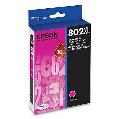 Epson T802XL320-S (802XL) DURABrite Ultra High-Yield Ink, 1,900 Page-Yield, Magenta