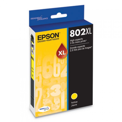 Epson T802XL420-S (802XL) DURABrite Ultra High-Yield Ink, 1,900 Page-Yield, Yellow