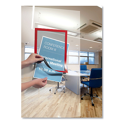 Durable DURAFRAME Sign Holder, 8.5 x 11, Red Frame, 2/Pack (DBL476803)