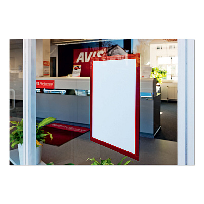 Durable DURAFRAME Sign Holder, 8.5 x 11, Red Frame, 2/Pack (DBL476803)