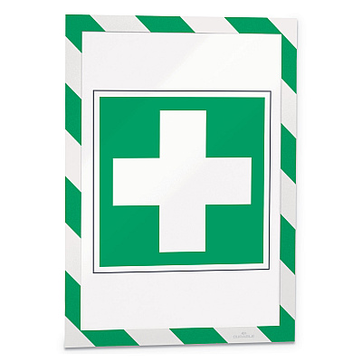 Durable DURAFRAME Security Magnetic Sign Holder, 8.5 x 11, Green/White Frame, 2/Pack (DBL4772131)