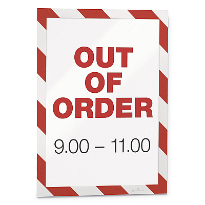 Durable DURAFRAME Security Magnetic Sign Holder, 8.5 x 11, Red/White Frame, 2/Pack (DBL4772132)