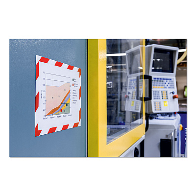Durable DURAFRAME Security Magnetic Sign Holder, 8.5 x 11, Red/White Frame, 2/Pack (DBL4772132)