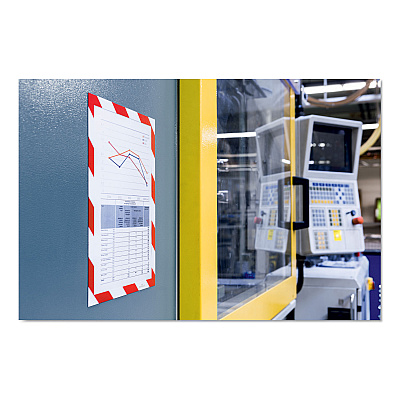 Durable DURAFRAME Security Magnetic Sign Holder, 8.5 x 11, Red/White Frame, 2/Pack (DBL4772132)