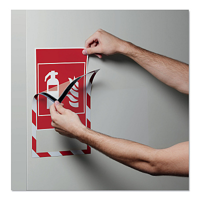 Durable DURAFRAME Security Magnetic Sign Holder, 8.5 x 11, Red/White Frame, 2/Pack (DBL4772132)