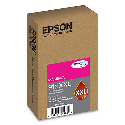 Epson T912XXL320 (912XXL) DURABrite Pro Extra High-Yield Ink, 8000 Page-Yield, Magenta