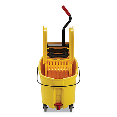 Rubbermaid Commercial WaveBrake 2.0 Bucket/Wringer Combos, Down-Press, 44 qt, Plastic, Yellow (RCPFG757688YEL)