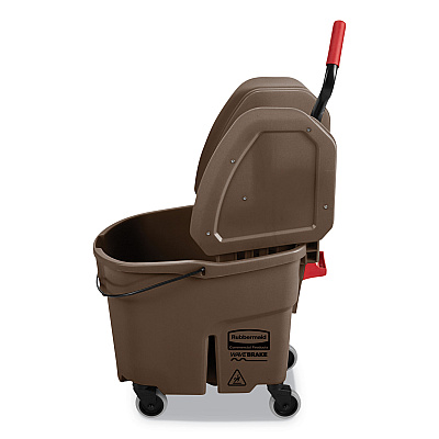 Rubbermaid Commercial WaveBrake 2.0 Bucket/Wringer Combos, Down-Press, 35 qt, Plastic, Brown (RCPFG757788BRN)