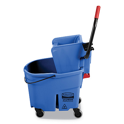Rubbermaid Commercial WaveBrake 2.0 Bucket/Wringer Combos, Side-Press, 35 qt, Plastic, Blue (RCPFG758888BLUE)