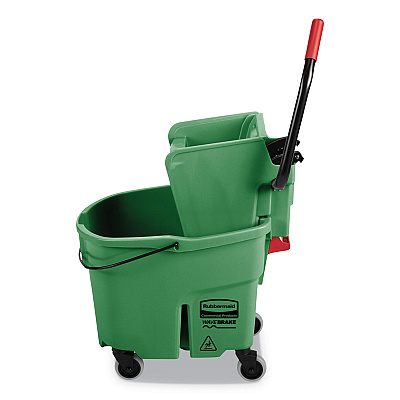 Rubbermaid Commercial WaveBrake 2.0 Bucket/Wringer Combos, Side-Press, 35 qt, Plastic, Green (RCPFG758888GRN)
