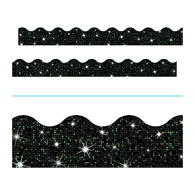 TREND Sparkle Terrific Trimmers, Sparkles, 2.75" x 32 ft, Black Sparkle, 12/Set (TEPT91417)