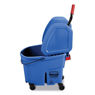 Rubbermaid Commercial WaveBrake 2.0 Bucket/Wringer Combos, Down-Press, 35 qt, Plastic, Blue (RCPFG757888BLUE)