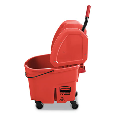Rubbermaid Commercial WaveBrake 2.0 Bucket/Wringer Combos, Down-Press, 35 qt, Plastic, Red (RCPFG757888RED)