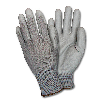 Proworks Foam Coated, 13-gauge, Nylon Stretch Knit Gloves, Industrial Work Gloves With Form-fitting Comfort, Smooth, Polyurethane-coating, Long-lasting Protection, 2-tone Gray, Med, Bag Of 12, 12 Pairs (GNPU-MD-4-GY-GY)