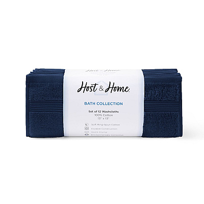 Host & Home Washcloth 13x13 Navy, Pack Of 12 (P-WC-HH-1313-NV)
