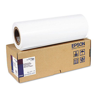 Epson Premium Luster Photo Paper, 3" Core, 10 mil, 16" x 100 ft, Premium Luster White (S042079)