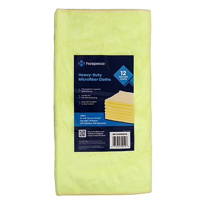 Microfiber Cloth 300gsm 16x16 Half-fold Yellow 12 Bg 15 Bg C, Pack Of 12 (MFC3001616YE)