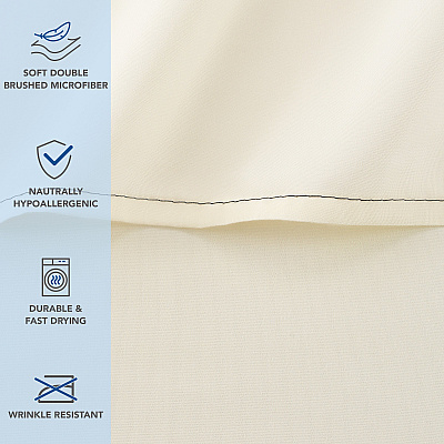 Host & Home Microfiber Flat Sheets - Twin - Ivory W/ Black Hem, Case Of 24 (MFS-66104-IV)