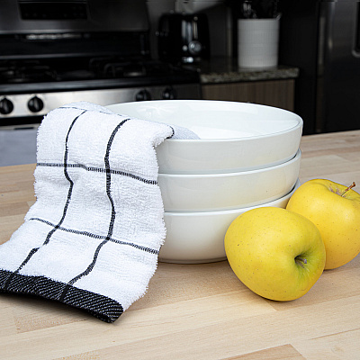 Cooks Linen Kitchen Towel 15x25 Black, Pack Of 12 (PNP-KT-BLACK)