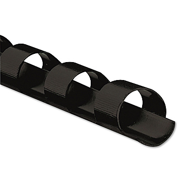 Fellowes Plastic Comb Bindings, 3/8" Diameter, 55 Sheet Capacity, Black, 25/Pack (52322)