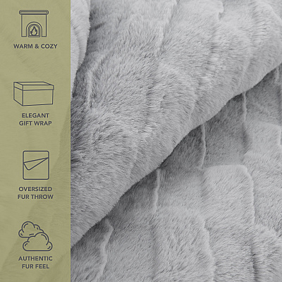 Aston & Arden Luxe Mink Faux Fur Throw 50x70 Light Grey, Case Of 3 (TH-FF-5070-LG)