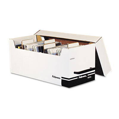 Fellowes Corrugated Media File, Holds 35 Standard Cases, White/Black (96503)